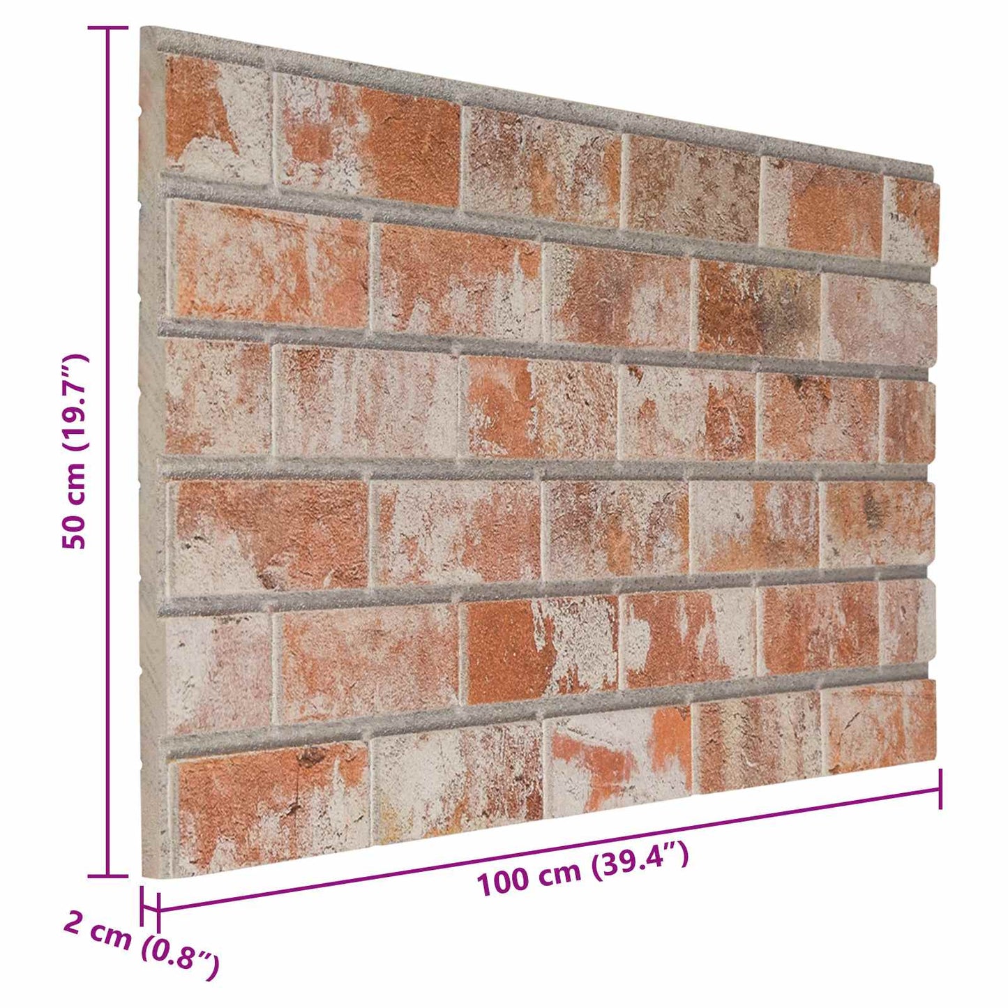 vidaXL Πάνελ τοίχου 10 pcs Πορτοκαλί 100 x 50 cm Αφρός EPS