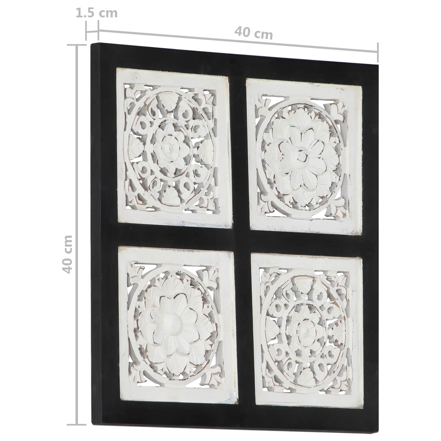 vidaXL Διακόσμηση Τέχνης Μαύρο και Λευκό 40 x 40 x 1,5 cm