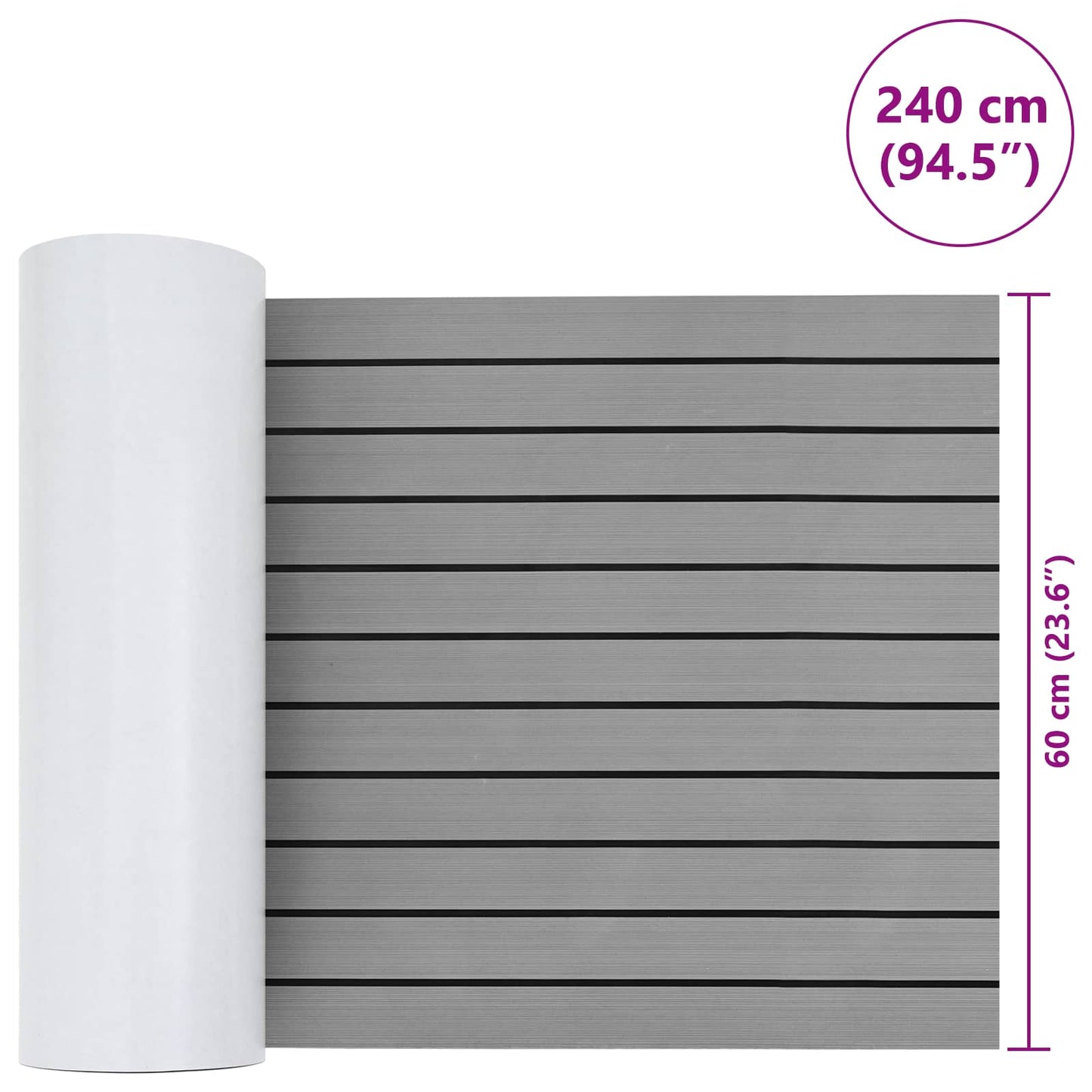 vidaXL Ματ Σκάφους Ριγέ Απαλός Γκρι και Μαύρος 240 x 60 cm EVA