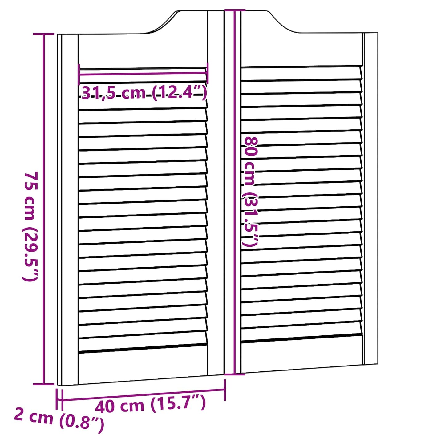 vidaXL Πόρτες Swing 80 x 40 cm Μασίφ Ξύλο Πεύκου Φυσικό