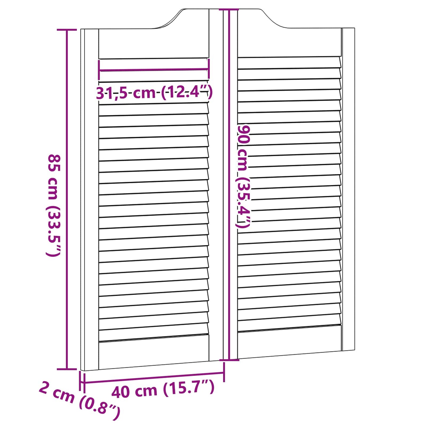 vidaXL Πόρτες Swing 90 x 40 cm Μασίφ Ξύλο Πεύκου Φυσικό