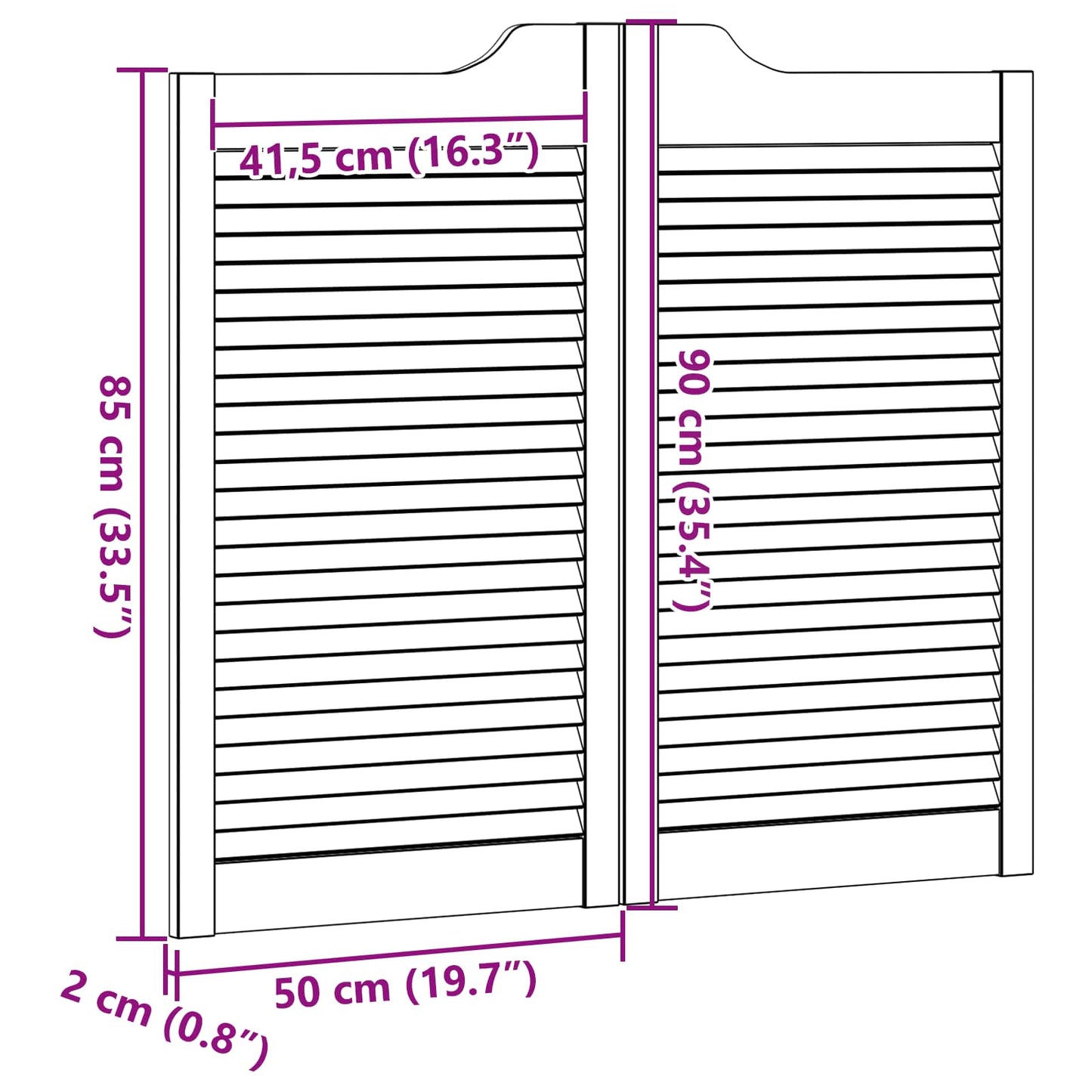 vidaXL Πόρτες Swing 2 τμχ. 90 x 50 cm Μασίφ Ξύλο Πεύκου Λευκό