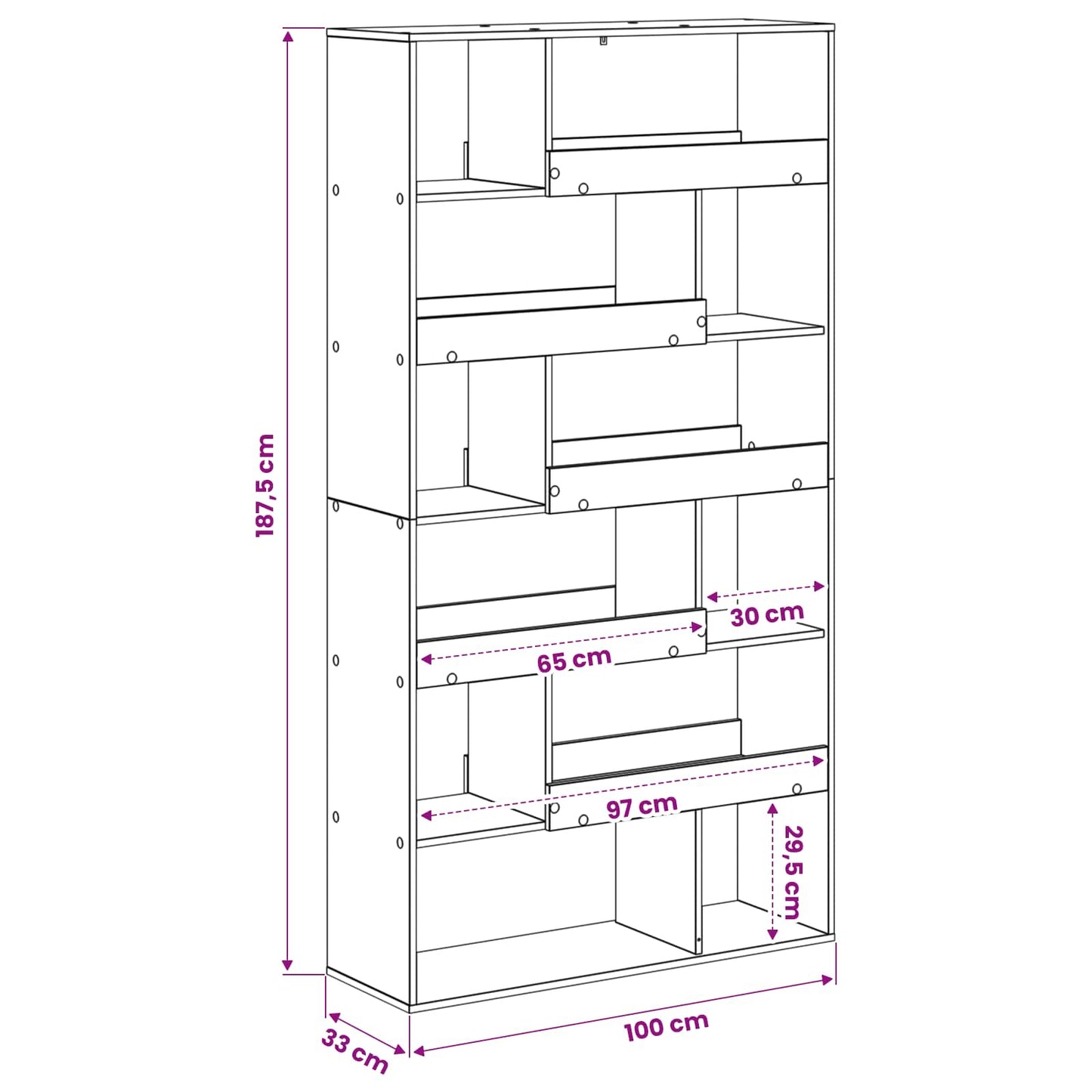vidaXL Ράφι βιβλίων Μαύρη δρυς 100 x 33 x 156,5 εκ Επεξεργασμένο ξύλο