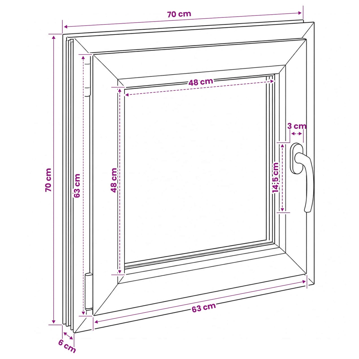 vidaXL Παράθυρο Κάτω Στρώματος RISOR 70 x 70 cm PVC και Γυαλί
