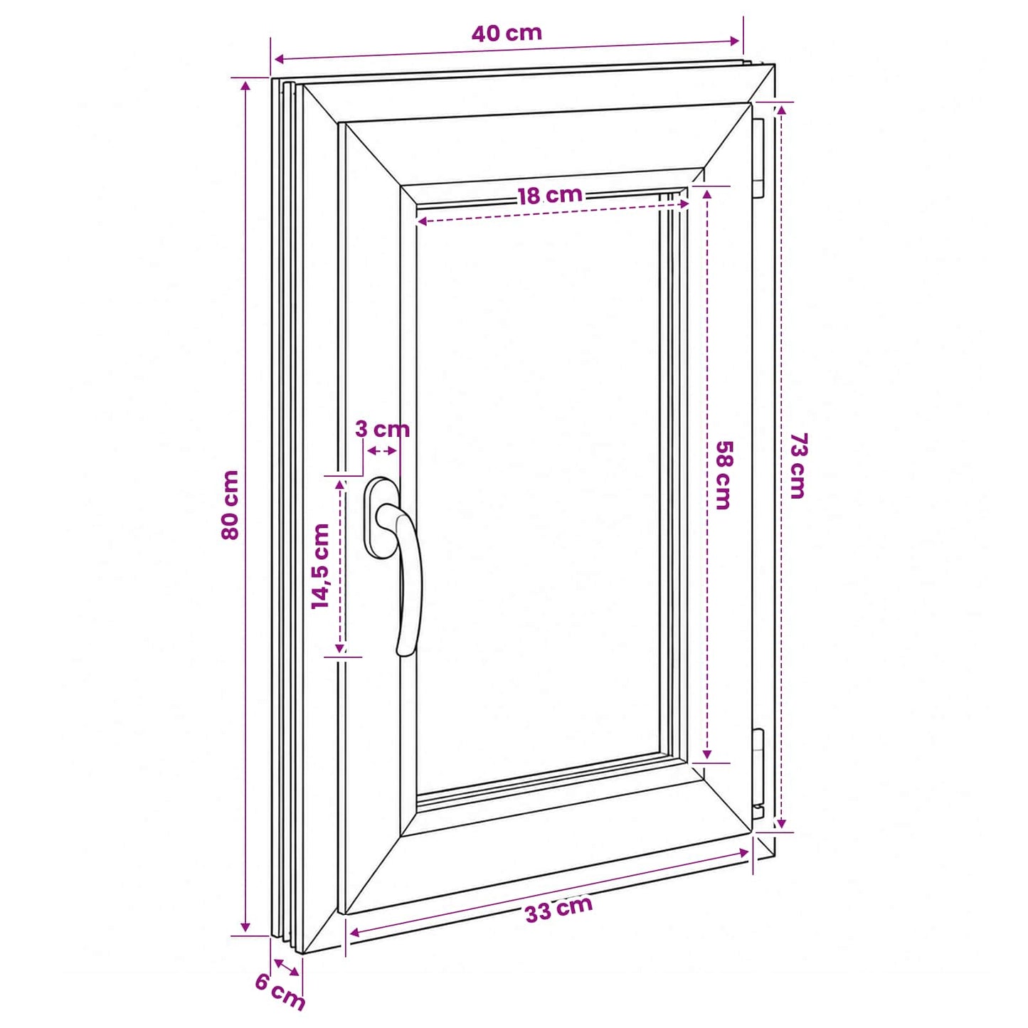 vidaXL Παράθυρο Κάτω Στρώματος RISOR 40 x 80 cm PVC και Γυαλί