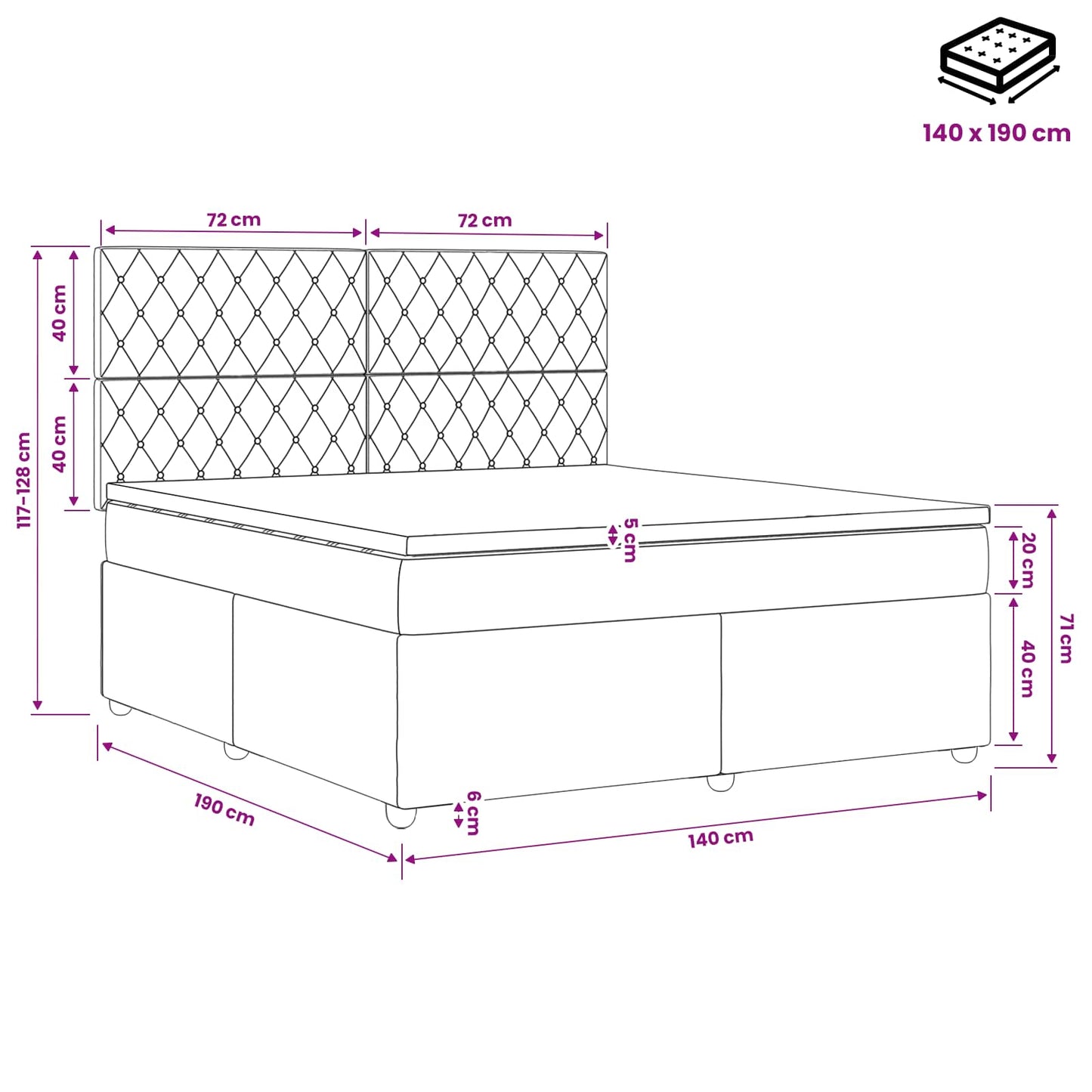 vidaXL Κρεβάτι box spring με στρώμα Ροζ 140 x 190 cm Βελούδο