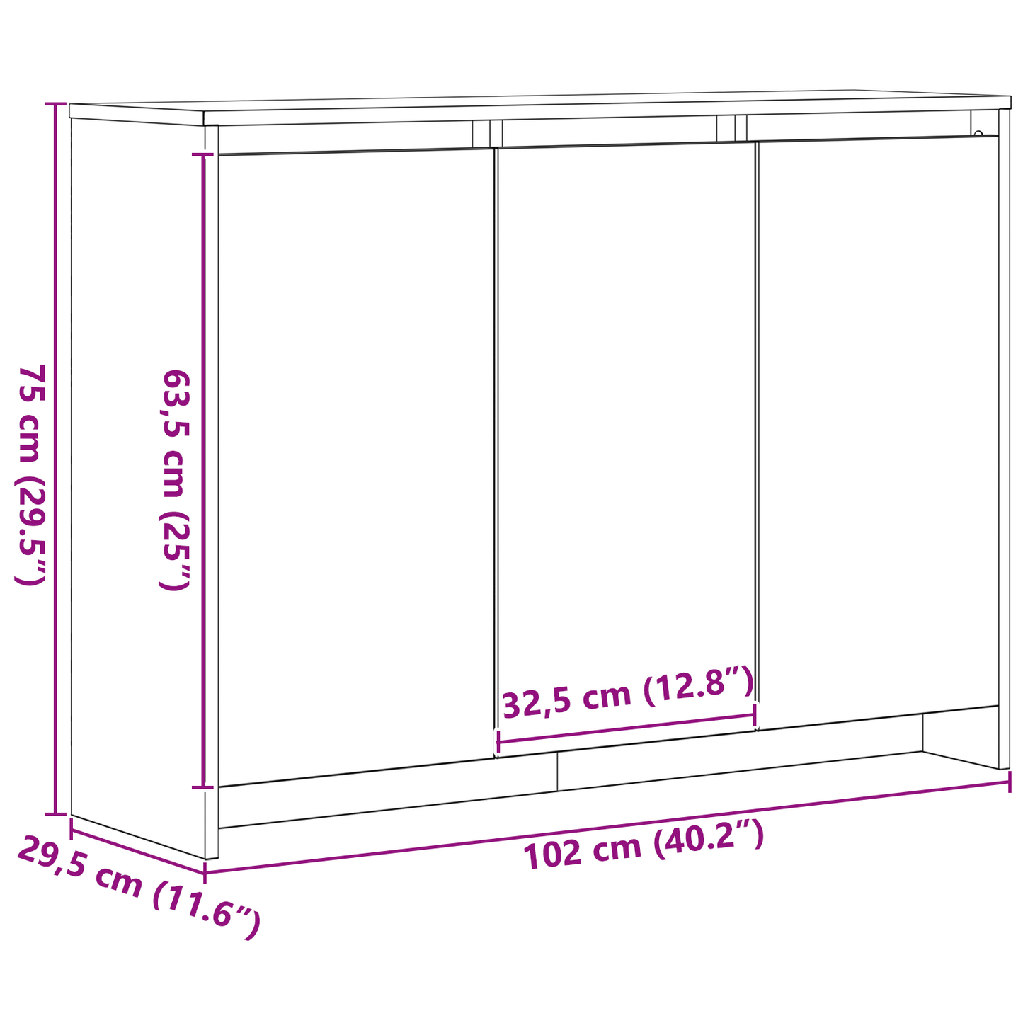vidaXL Πλαϊνό γραφείο Μαύρο 102 x 29.5 x 75 εκ Επεξεργασμένο ξύλο