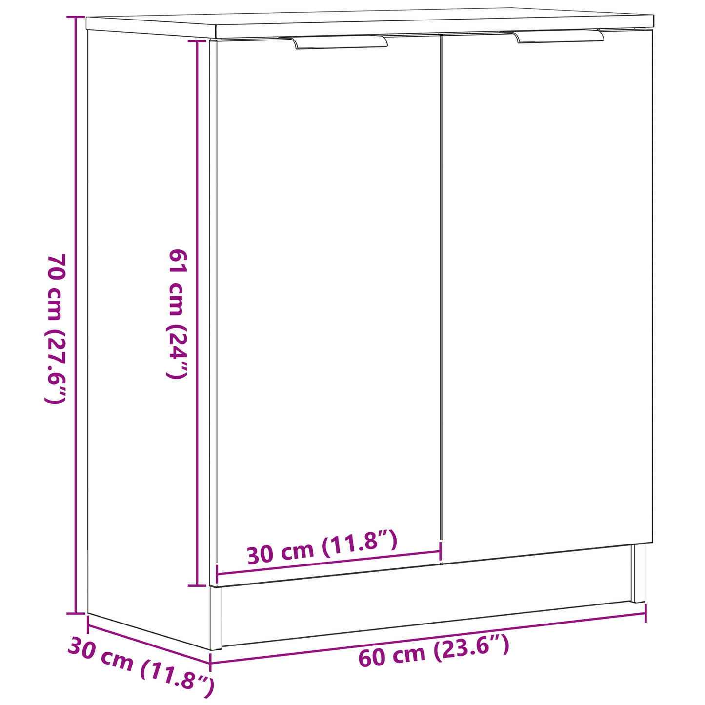 vidaXL Πλαϊνό γραφείο Μαύρη Οξυά 60 x 30 x 70 εκ. Επεξεργασμένο ξύλο