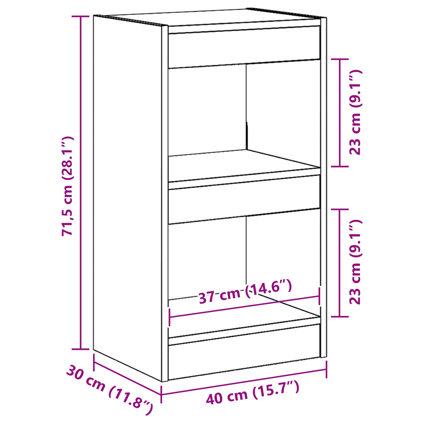 vidaXL Βιβλιοθήκη Μαύρη Οξυά 40 x 30 x 71,5 εκ. Επεξεργασμένο ξύλο