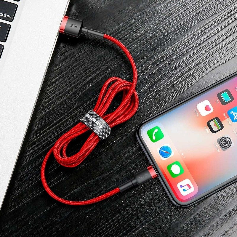 Baseus Καλώδιο USB σε Lightning Cafule 2.4A 1m (Μαύρο/Κόκκινο)