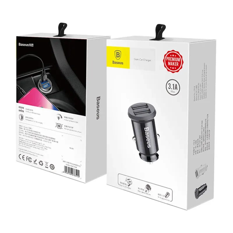 Baseus Φορτιστής Αυτοκινήτου Grain 2xUSB 5V 3.1A (Μαύρο)