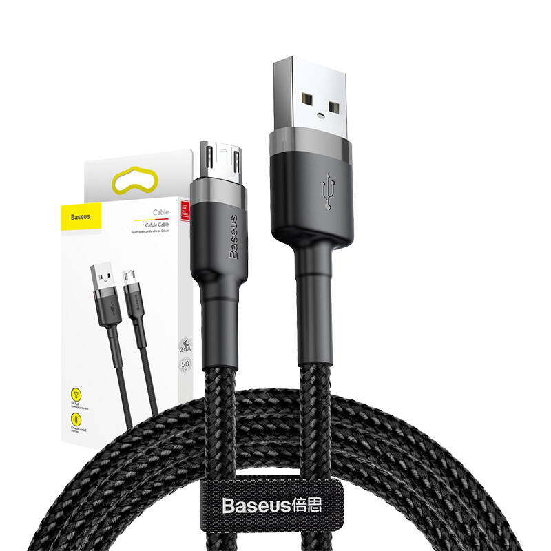 Baseus Καλώδιο MicroUSB Cafule 2.4A  0.5m (Μαύρο/Γκρι)