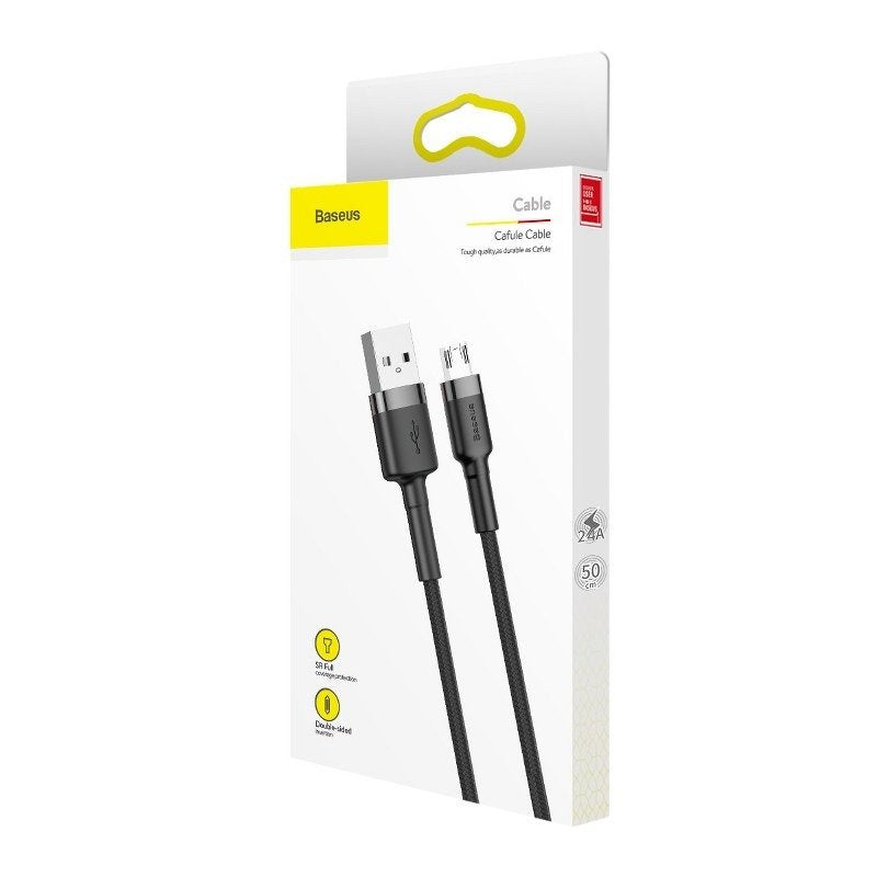 Baseus Καλώδιο MicroUSB Cafule 2.4A  0.5m (Μαύρο/Γκρι)