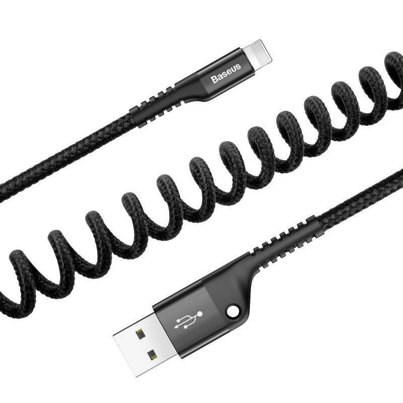 Baseus Καλώδιο Lightning Fish Eye Spring MFI 2A 1m (Μαύρο)