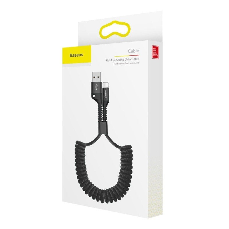 Baseus Καλώδιο Lightning Fish Eye Spring MFI 2A 1m (Μαύρο)