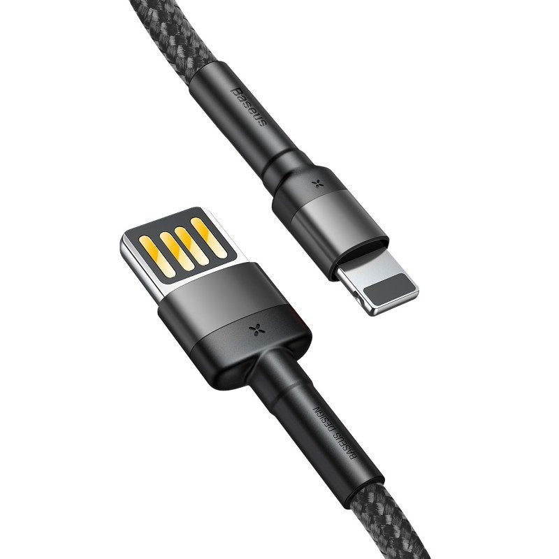 Baseus Καλώδιο USB σε Lightning Cafule Διπλής Όψης 1.5A 2m (Γκρι/Μαύρο)