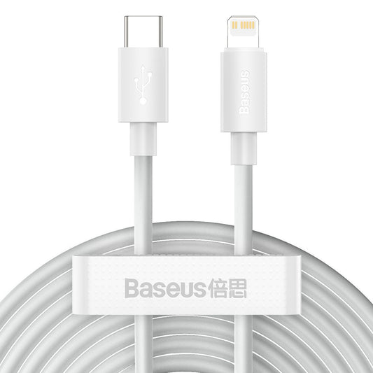 Baseus Καλώδιο Simple Wisdom Data Cable Kit USB-C σε Lightning PD 20W 1.5m (Σετ 2τμχ) (Λευκό)
