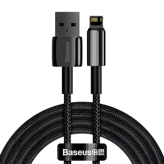 Baseus Καλώδιο USB σε Lightning Tungsten Gold 2.4A 2m (Mαύρο)