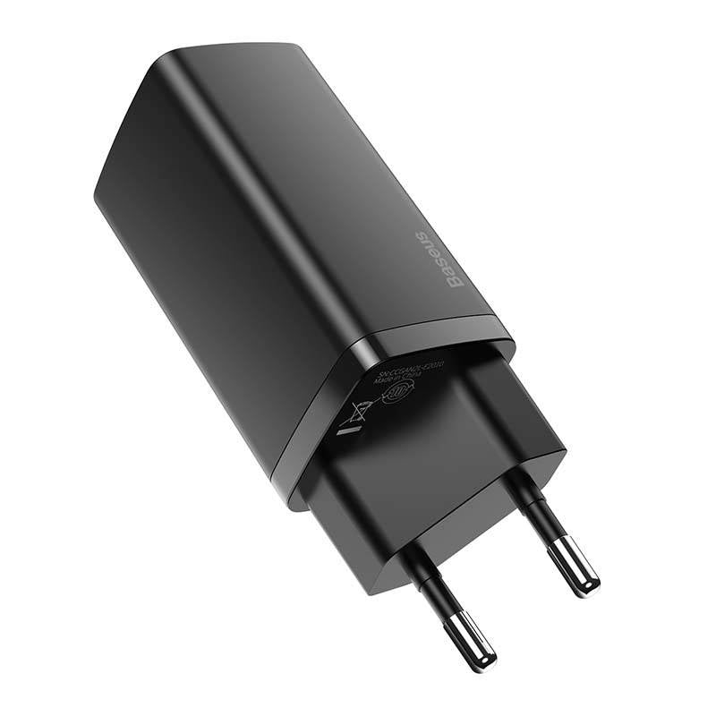 Baseus Φορτιστής Ταχείας Φόρτισης GaN2 Lite USB+USB-C 65W EU (Μαύρο)