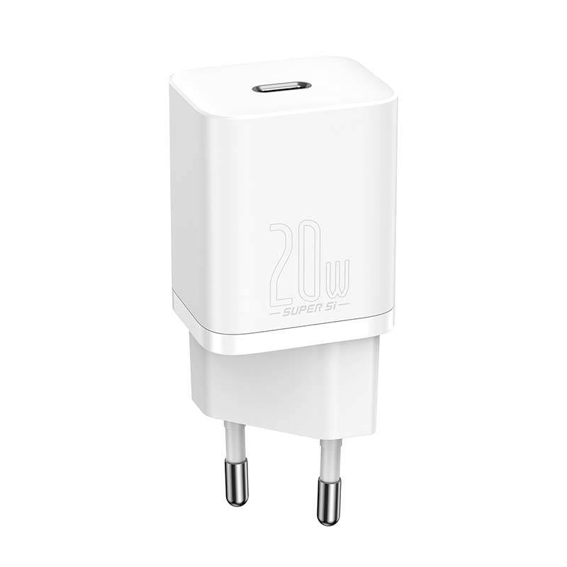 Baseus Γρήγορος Φορτιστής Super Si 1C 20W με Καλώδιο USB-C σε Lightning 1m (Λευκό)