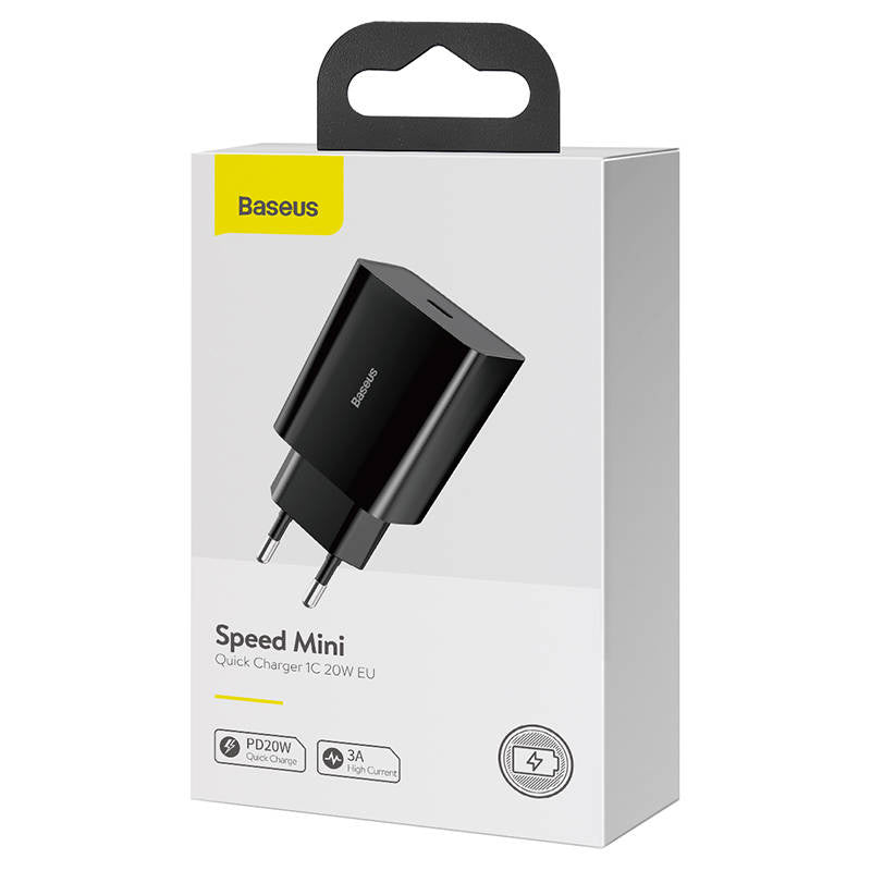 Baseus Φορτιστής Speed Mini USB-C, PD, 3A, 20W (Μαύρο)