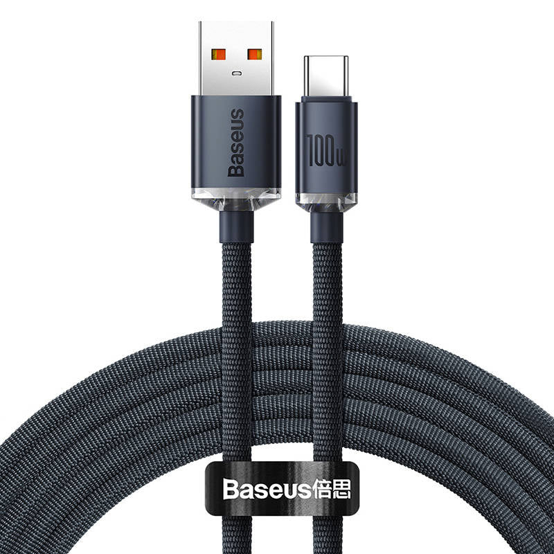 Baseus Καλώδιο USB σε USB-C Crystal Shine, 100W, 2m (Μαύρο)