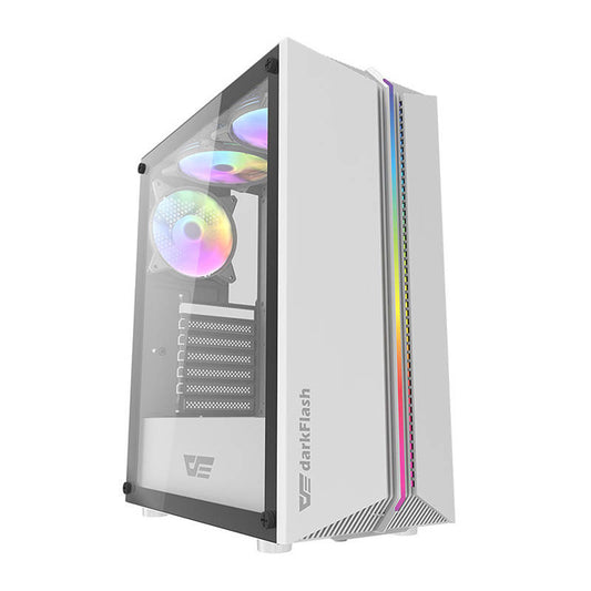 Darkflash DK151 LED θήκη υπολογιστή (λευκή) + 3 ανεμιστήρες RGB