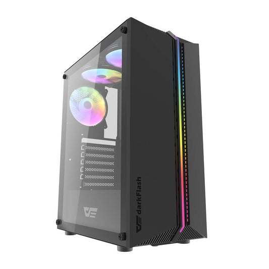 Darkflash DK151 LED θήκη υπολογιστή (μαύρη) + 3 ανεμιστήρες RGB