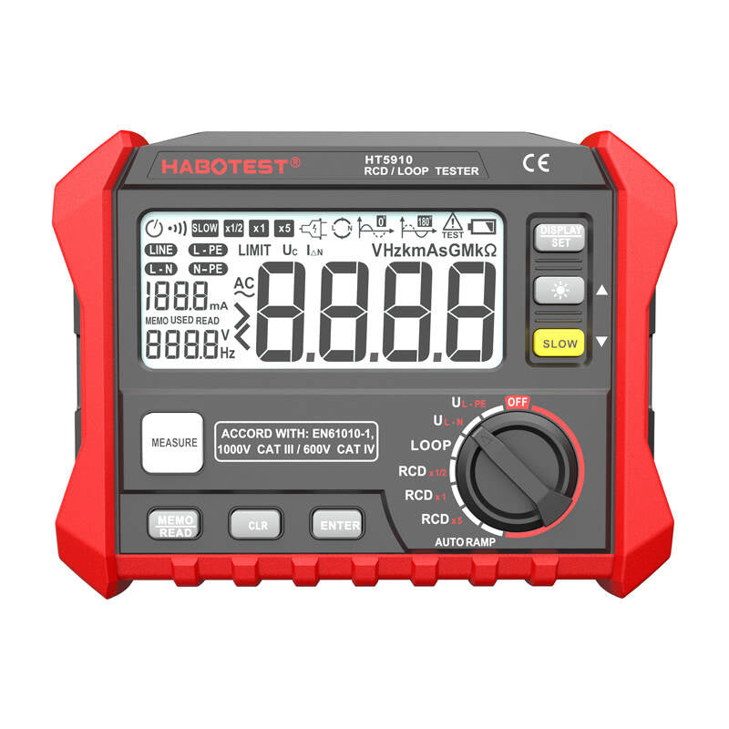 Habotest Ψηφιακός Ελεγκτής Γείωσης RCD/Βρόχου HT5910 (Μαύρο/Κόκκινο)