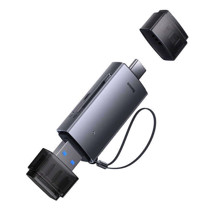 Baseus Συσκευή Ανάγνωσης Καρτών Μνήμης SD/TF, USB + USB-C Lite Series (Γκρι)