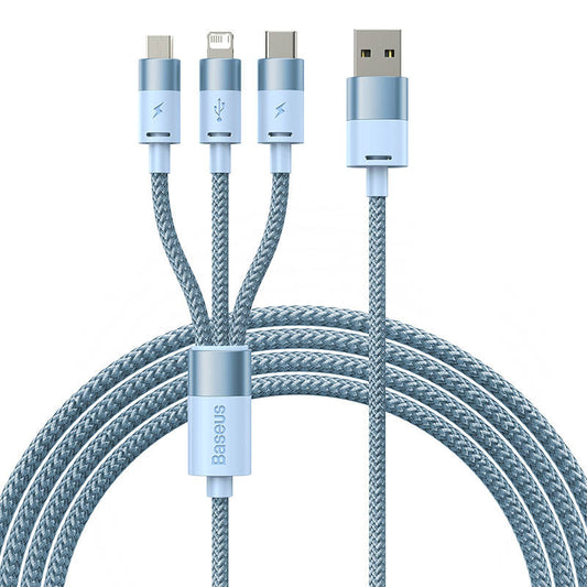 Baseus Καλώδιο USB 3σε1 StarSpeed Series, USB-C + MicroUSB + Lightning 3.5A, 1.2m (Γαλάζιο)