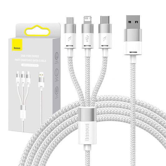 Baseus Καλώδιο USB 3σε1 StarSpeed Series, USB-C + MicroUSB + Lightning 3.5A, 1.2m (Λευκό)