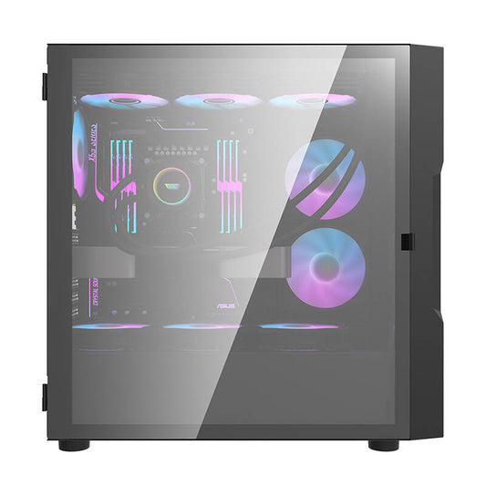 Darkflash DK431 Γυάλινη θήκη υπολογιστή (μαύρη) + 4 ανεμιστήρες RGB