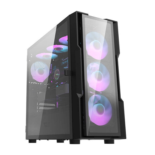 Darkflash DK431 Γυάλινη θήκη υπολογιστή (μαύρη) + 4 ανεμιστήρες RGB