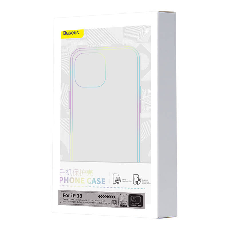 Baseus Μαγνητική Θήκη Magnetic Crystal Clear για iPhone 13 + Προστατευτικό Οθόνης Tempered Glass (Διαφανές)