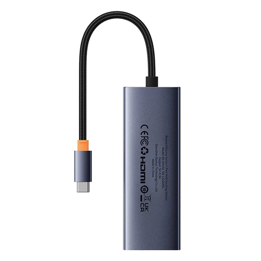 Baseus Docking Station UltraJoy USB-C σε HDMI4K 30Hz + 3xUSB 3.0 + PD, 5σε1 (Γκρι)