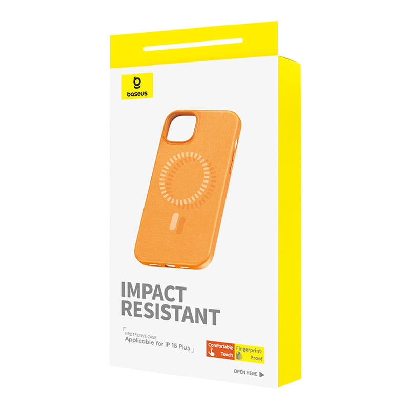 Baseus Μαγνητική Θήκη Τηλεφώνου Fauxther Series για iPhone 15 Plus (Πορτοκαλί)
