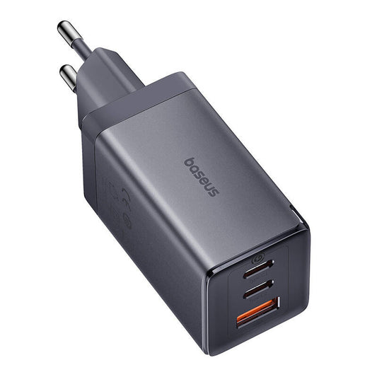 Baseus Φορτιστής GaN5 Pro, 2x USB-C + USB με Καλώδιο 1m 65W (Γκρι)