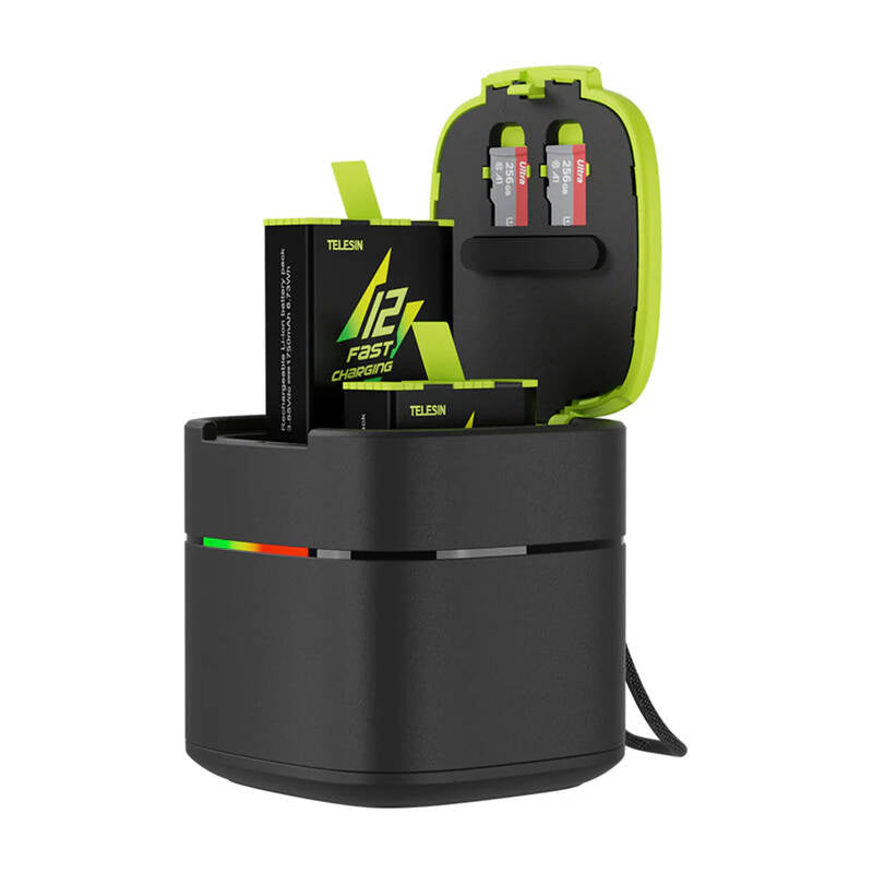 Fast charging box TELESIN for GoPro Hero 12/11/10/9 batteries