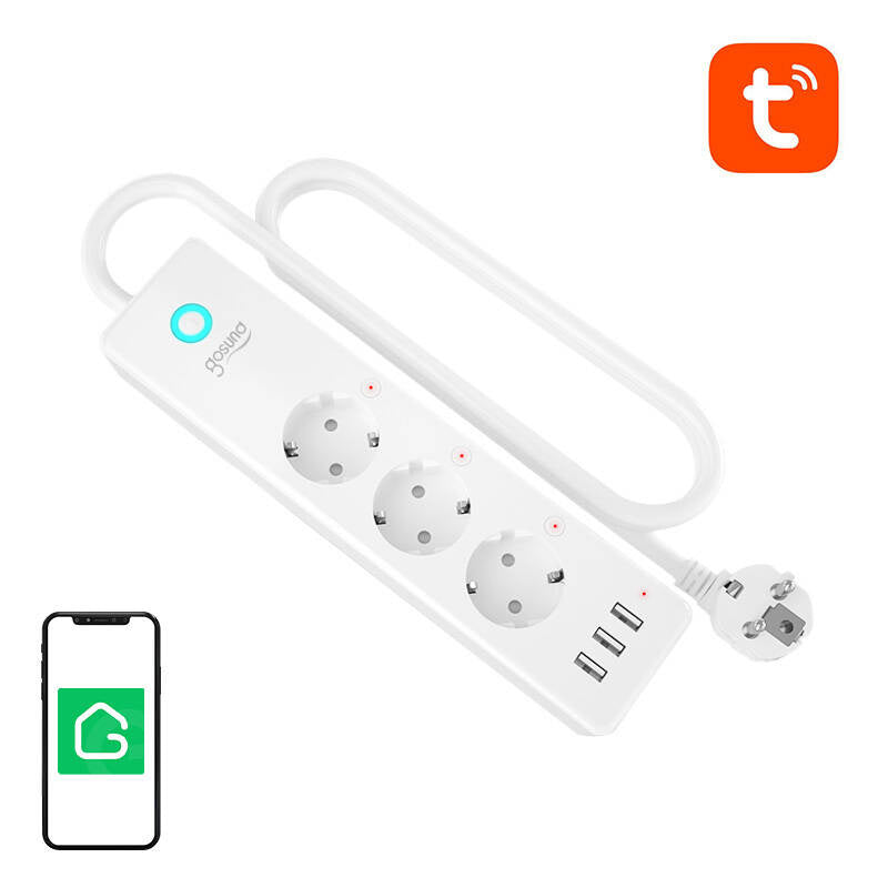 Smart WiFi power strip Gosund P1 PLUS (4x AC schuko, 3x USB-A) Tuya