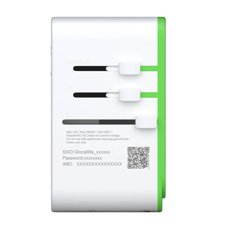 Roamplug adapter with 4G/LTE Wi-Fi hotspot GlocalMe