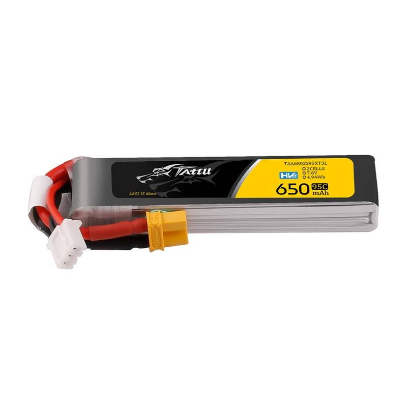 Tattu 2s 650mAh 95C 7.6V HV Lipo Battery with XT30 Long-Pack