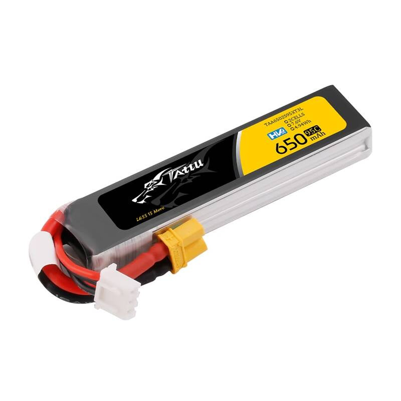Tattu 2s 650mAh 95C 7.6V HV Lipo Battery with XT30 Long-Pack