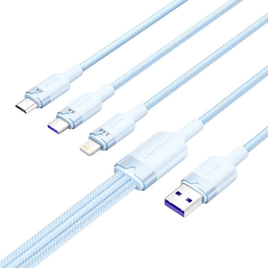 USB 2.0 A Male to 3in1 6A Cable Vention CTRLG 1.5M (Blue)
