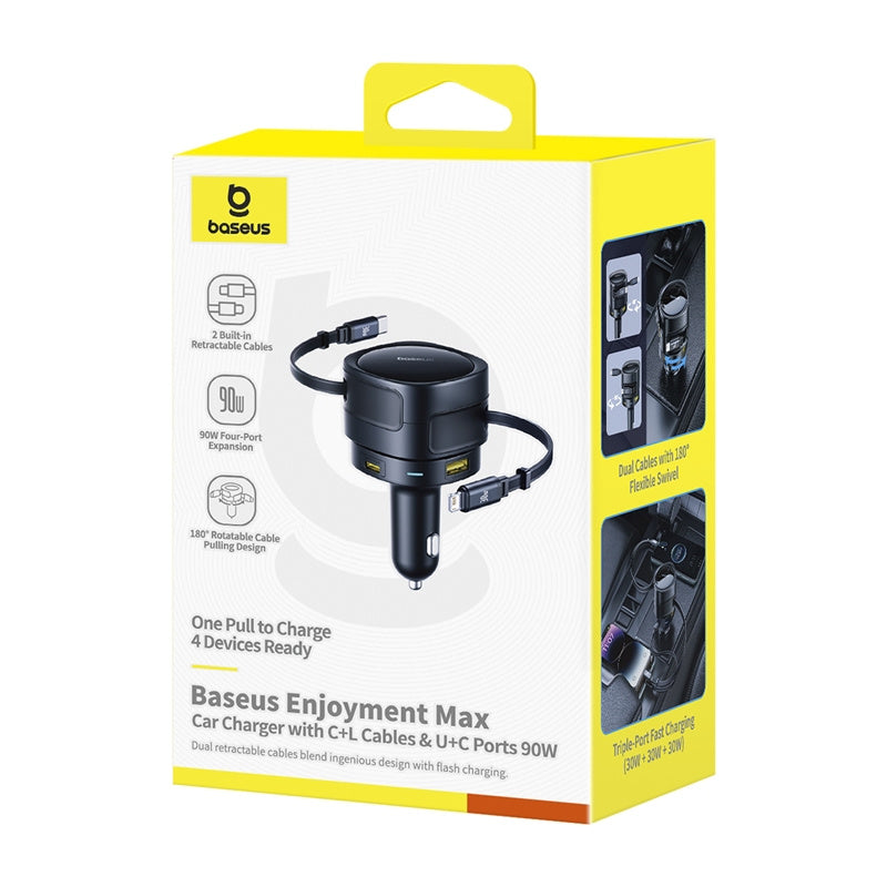 CarCharger Baseus C+L & U+C Port 90W Black