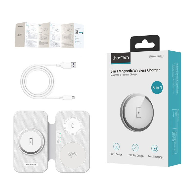 Wireless charger 3in1 Choetech  T616-F (white)
