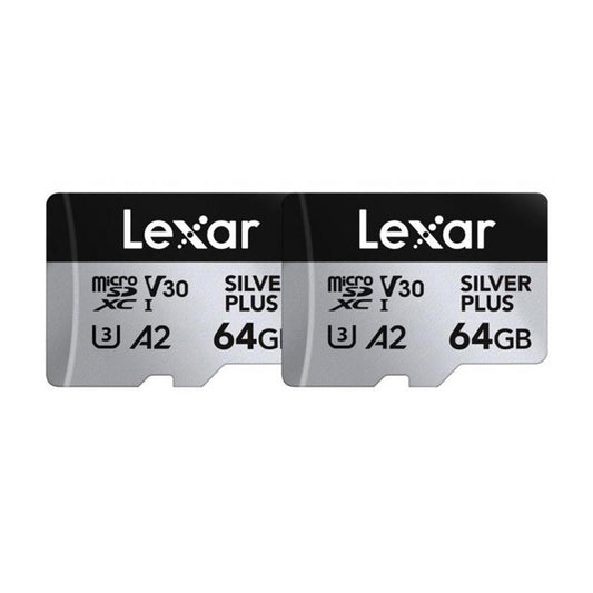 Set of 2 memory cards Lexar High-Performance Silver Plus microSDXC 2x64GB + adapter
