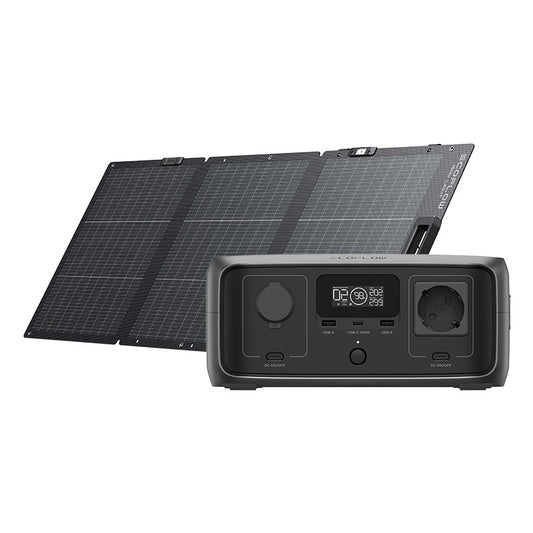 Bundle: Power station EcoFlow River 3 UPS + portable solar panel 160W