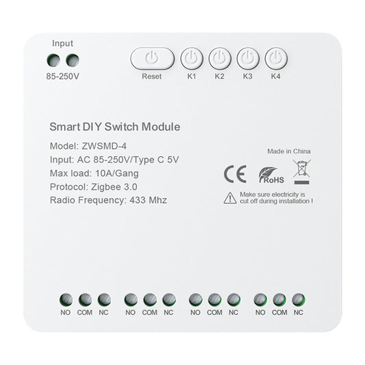 Avatto ZWSMMD-4-250V ZigBee Switch 4CH Dry Contact