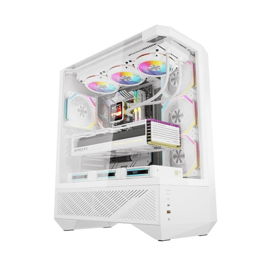 DarkFlash Computer Case DY460 White with 4 ARGB fans